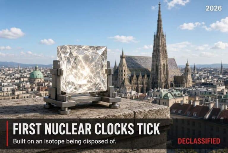 The First Nuclear Clocks Tick on an Isotope Being Disposed Of